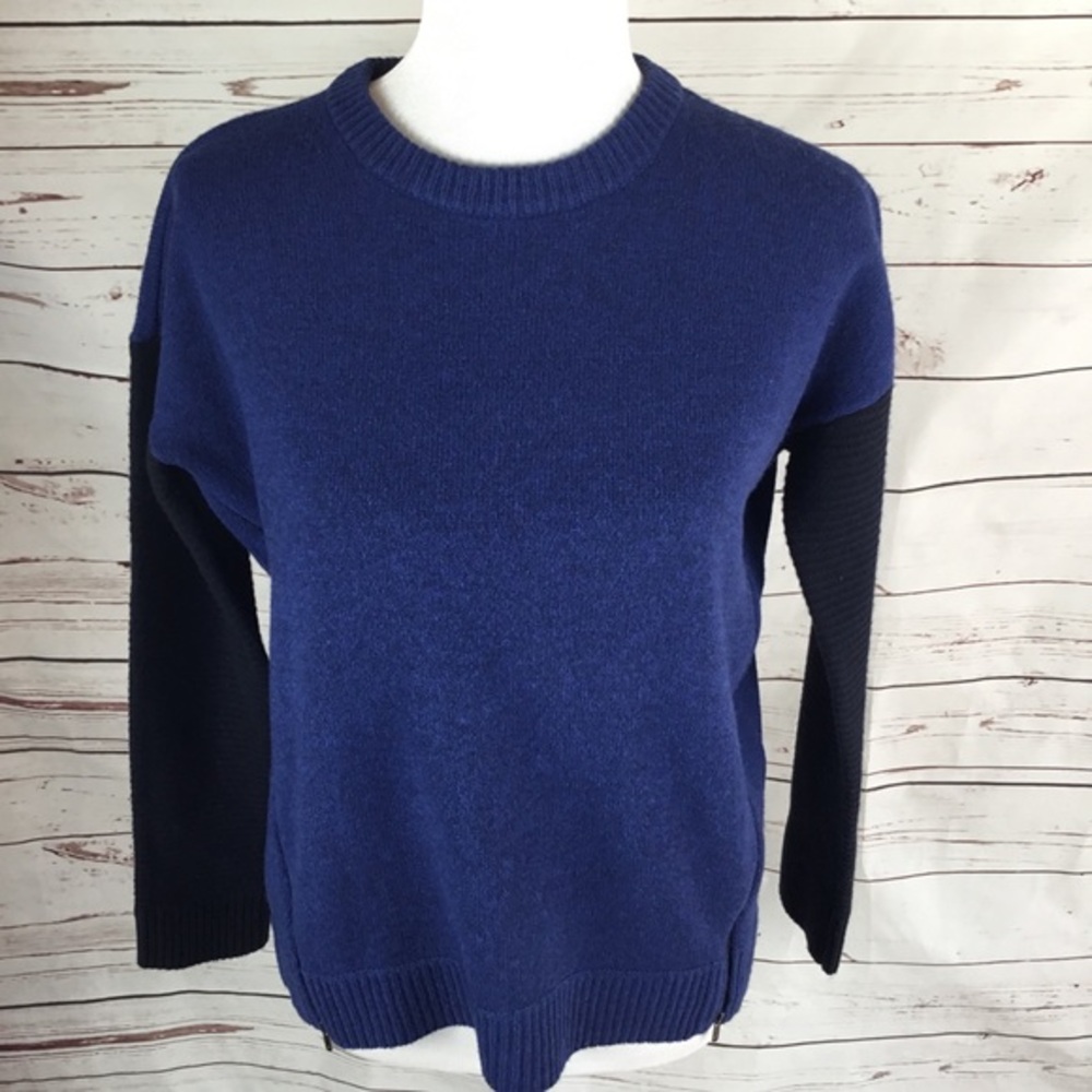 J. Crew Sweater‎ W/Side Zippers. Two tone Blue.
